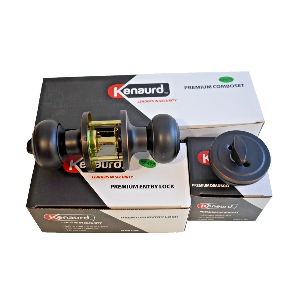 Kenaurd Entry Lock and Deadbolt Combo New Hardware and Keys Satin Black #4550